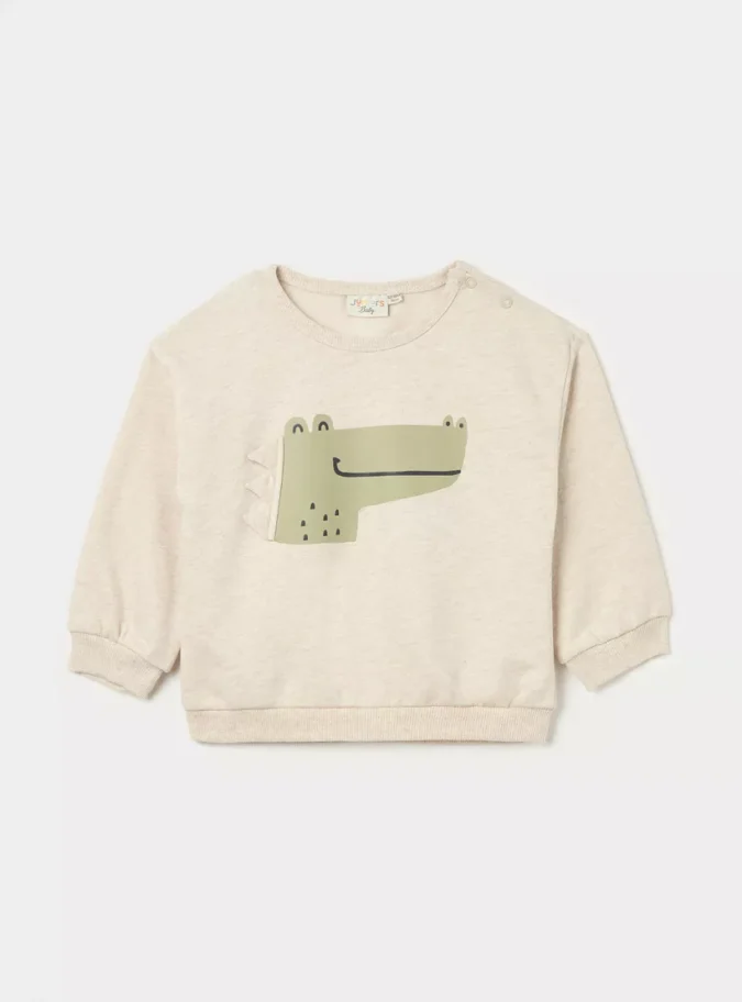 Juniors Graphic Print Crew Neck Sweatshirt with Long Sleeves-1