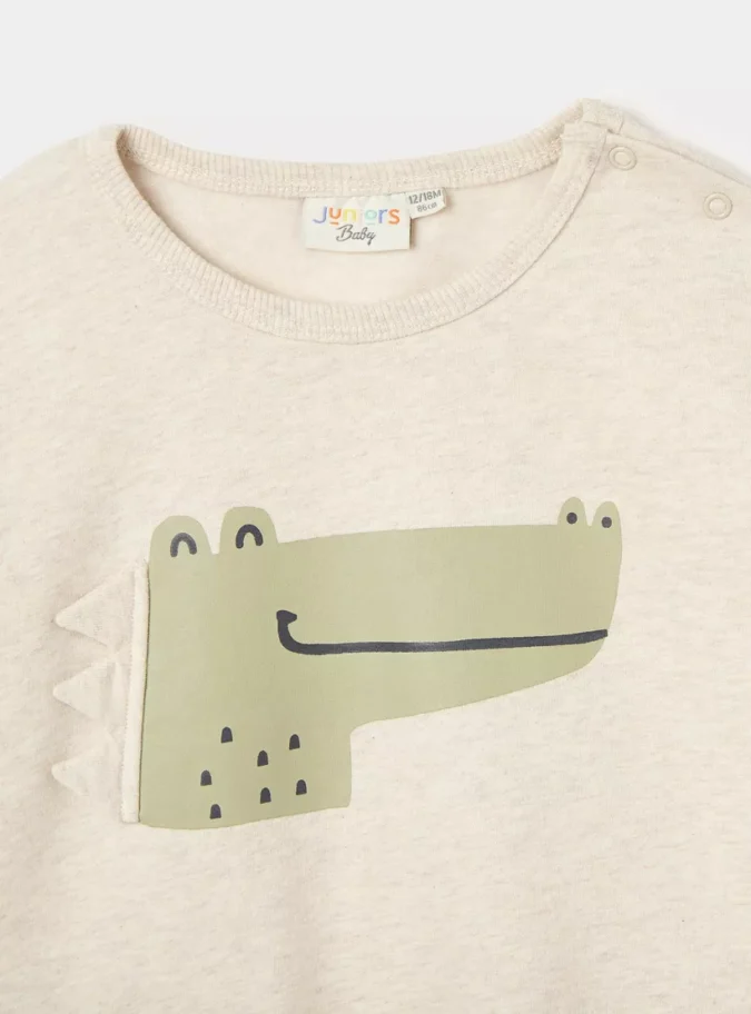 Juniors Graphic Print Crew Neck Sweatshirt with Long Sleeves-2