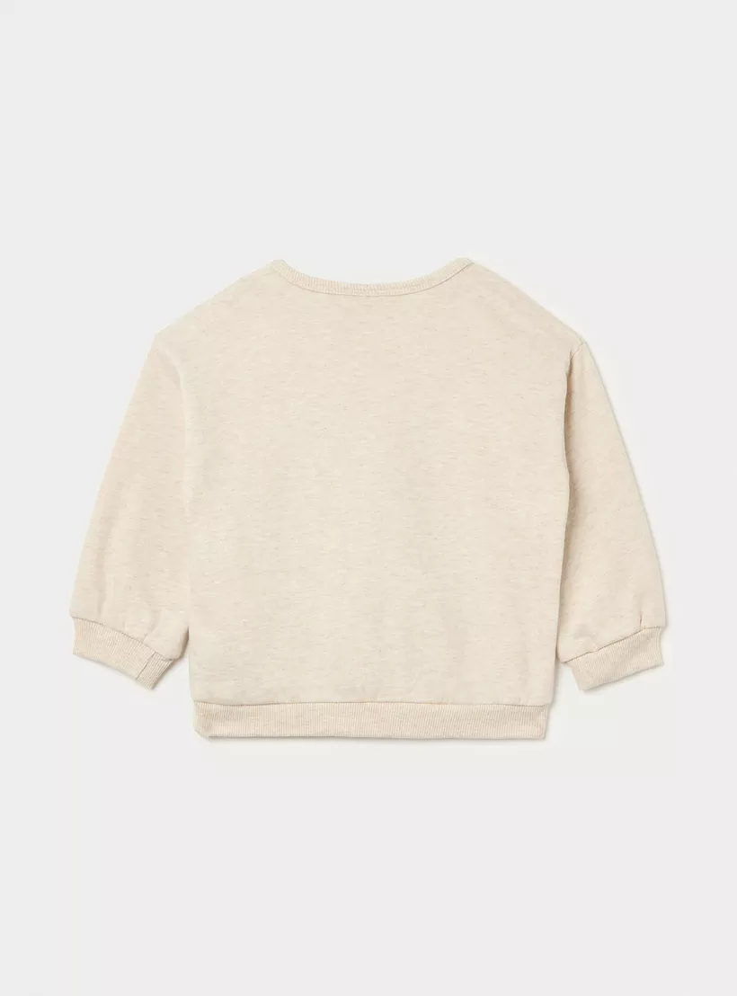 Juniors Graphic Print Crew Neck Sweatshirt with Long Sleeves-4