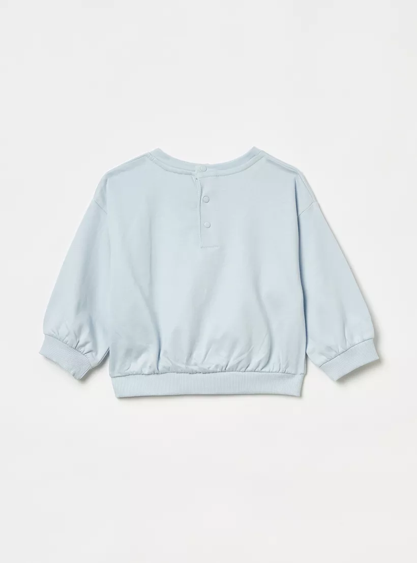 Juniors Graphic Print Pullover with Crew Neck and Long Sleeves-2