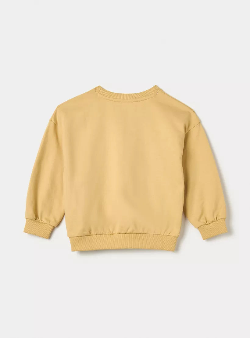 Juniors Graphic Print Sweatshirt with Crew Neck and Long Sleeves-2