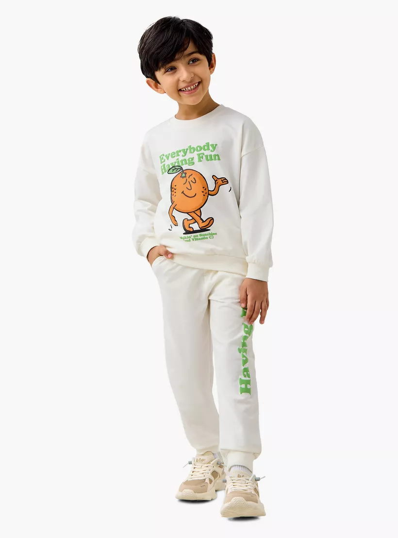 Juniors Graphic Print Sweatshirt with Long Sleeves-2
