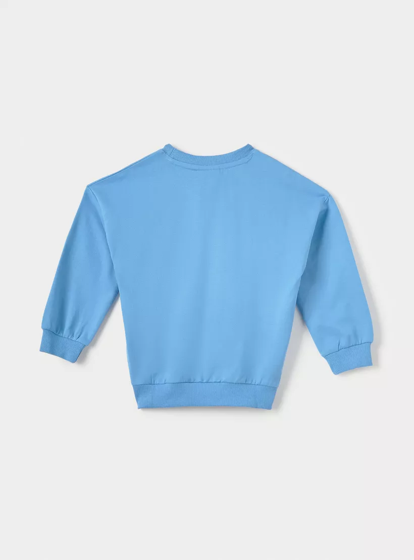 Juniors Graphic Print Sweatshirt with Long Sleeves-2