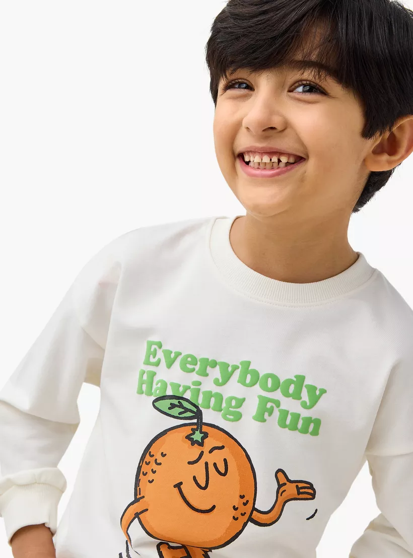 Juniors Graphic Print Sweatshirt with Long Sleeves-4