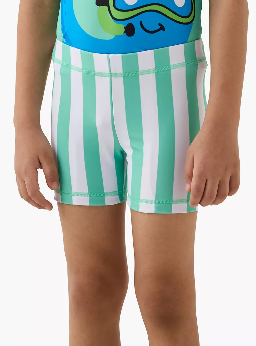 Juniors Graphic Print Swim T-shirt and Shorts Set-3