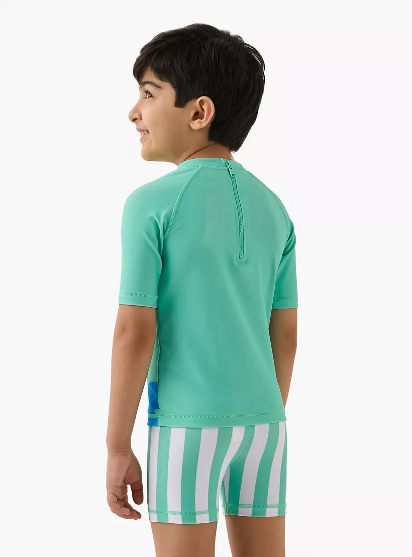 Juniors Graphic Print Swim T-shirt and Shorts Set-4