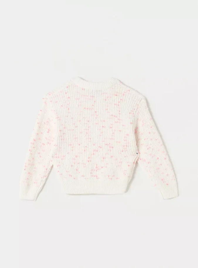 Juniors Heart Applique Crew Neck Sweater with Long Sleeves-2