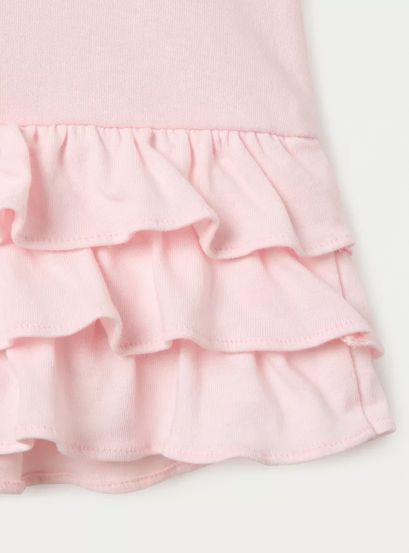 Juniors Heart Embroidered Polo Dress with Short Sleeves and Ruffle Detail-4