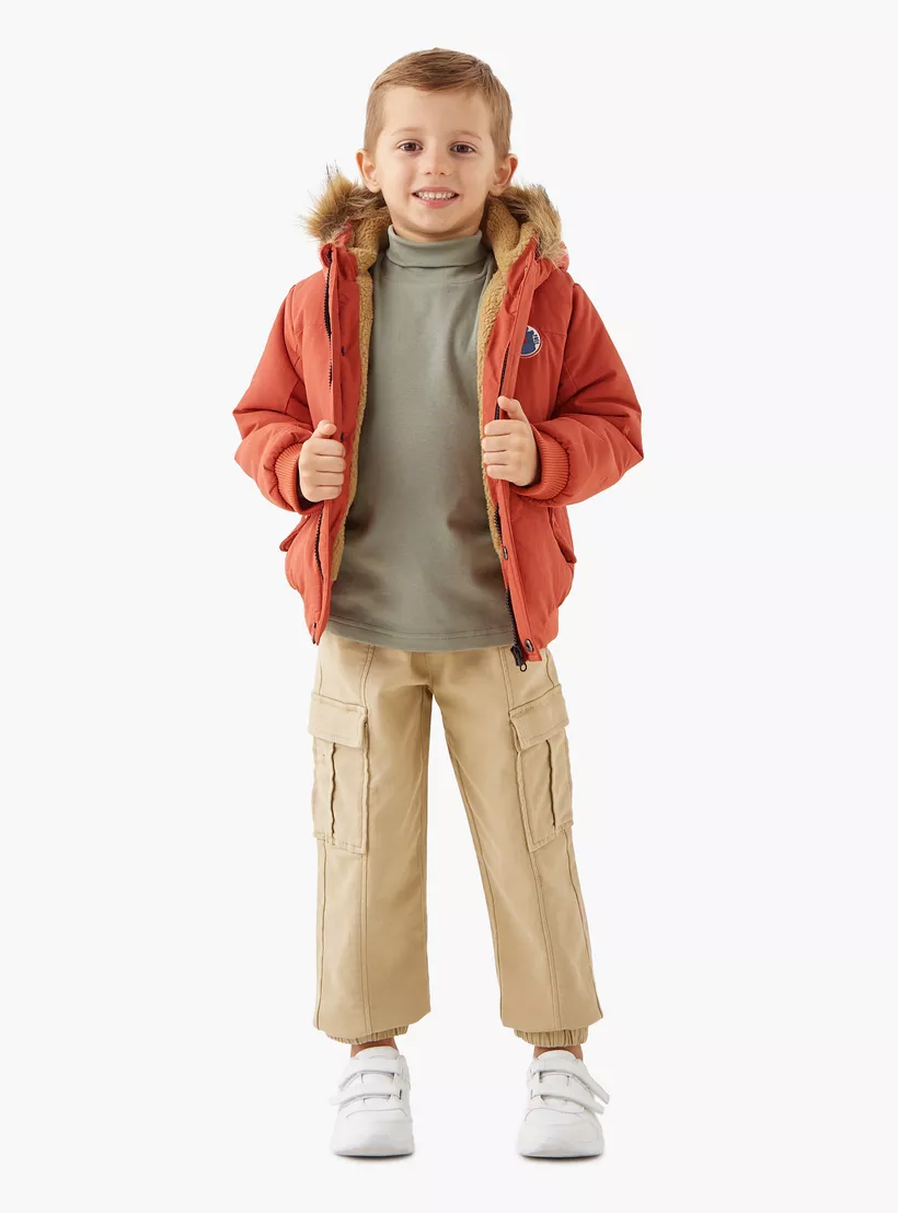 Juniors Heavy Jacket with Hood and Long Sleeves-2