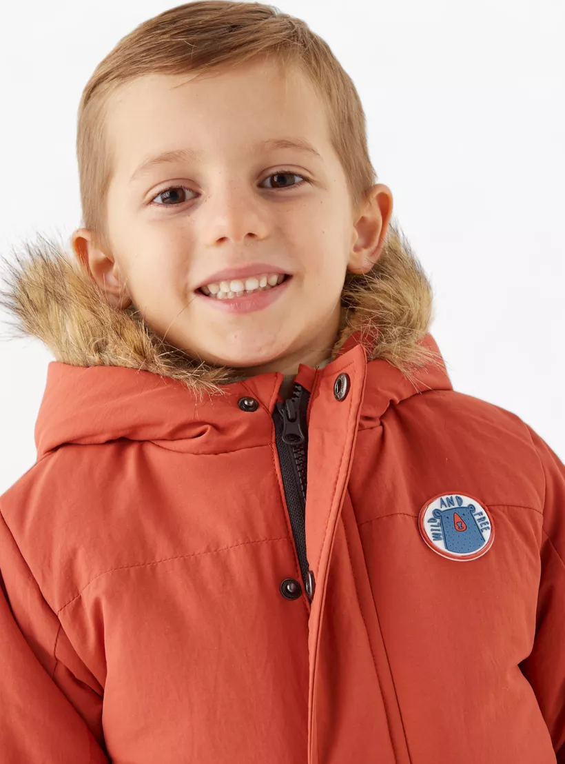Juniors Heavy Jacket with Hood and Long Sleeves-4