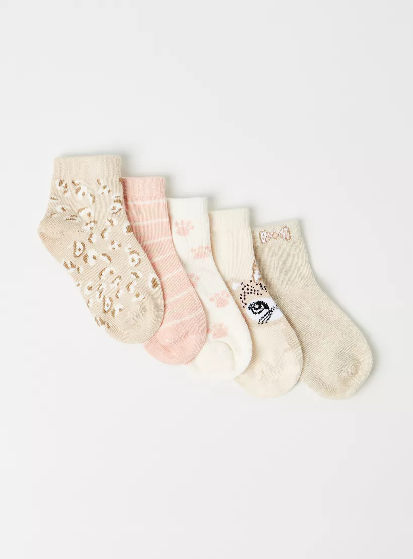 Juniors Kitty Print Socks - Set of 5-2