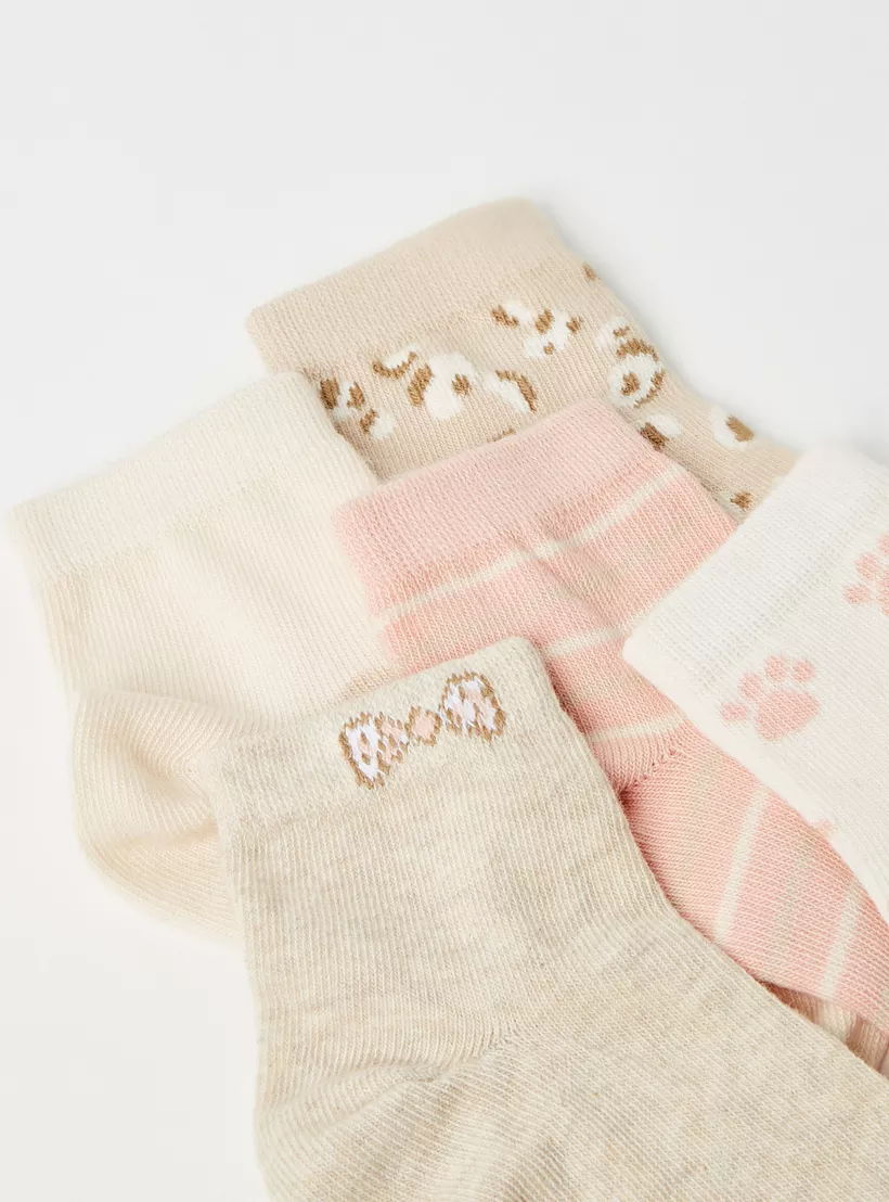 Juniors Kitty Print Socks - Set of 5-3
