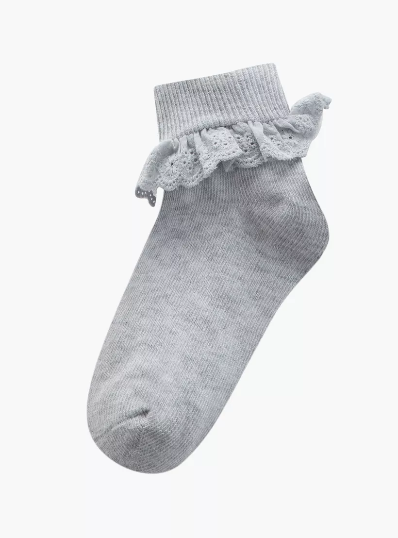 Juniors Lace Trim Ankle Length Socks - Set of 3-2