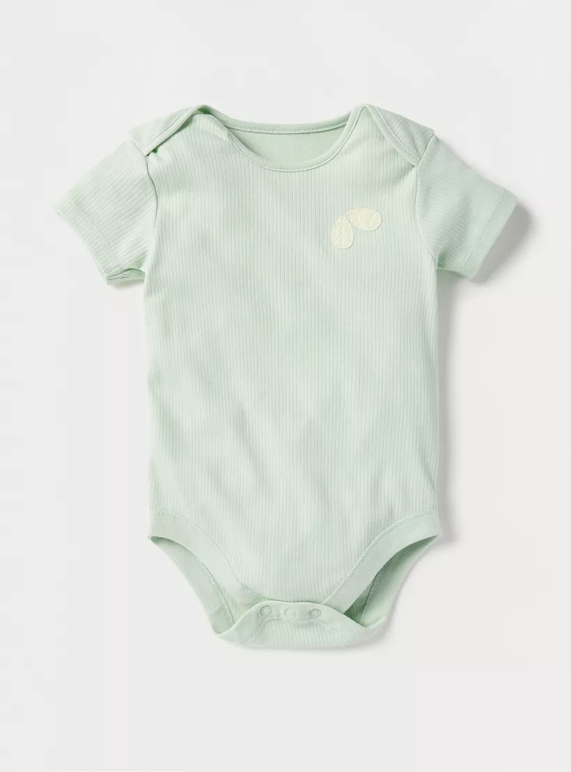 Juniors Lemon Print Bodysuit with Envelope Neck and Button Closure - Set of 3-4