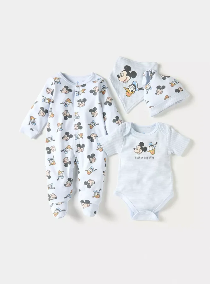 Juniors Mickey and Donald Print 4-Piece Clothing Set-1
