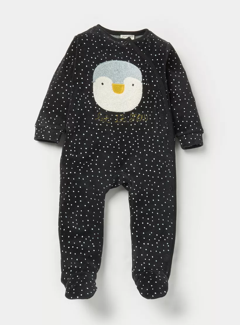 Juniors Penguin Print Closed Feet Sleepsuit with Button Closure - Set of 2-2