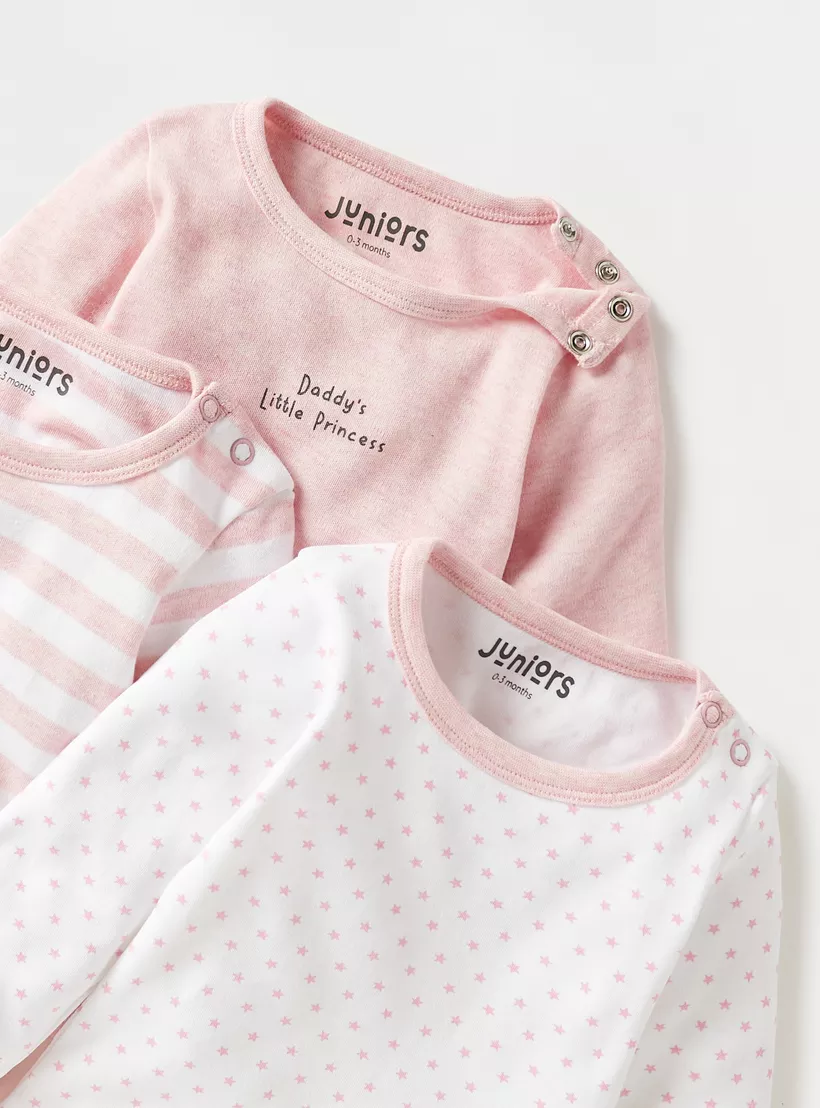 Juniors Printed Bodysuit with Long Sleeves - Set of 3-3