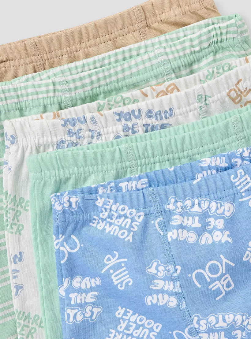 Juniors Printed Boxers with Elasticated Waistband - Set of 5-3