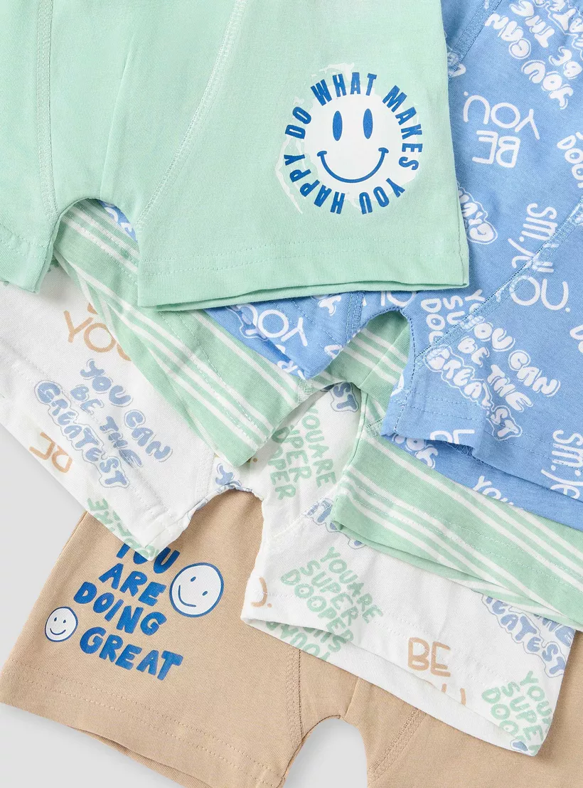Juniors Printed Boxers with Elasticated Waistband - Set of 5-4