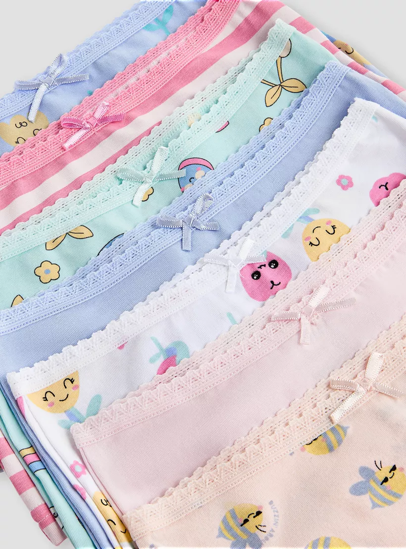 Juniors Printed Boyshorts with Elasticated Waistband - Set of 7-3