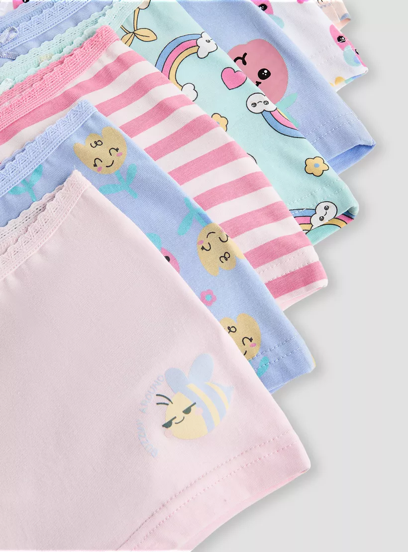 Juniors Printed Boyshorts with Elasticated Waistband - Set of 7-4