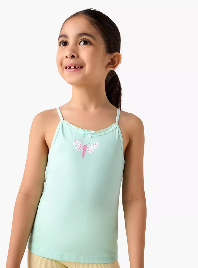 Juniors Printed Camisole with Bow Detail - Set of 3-3
