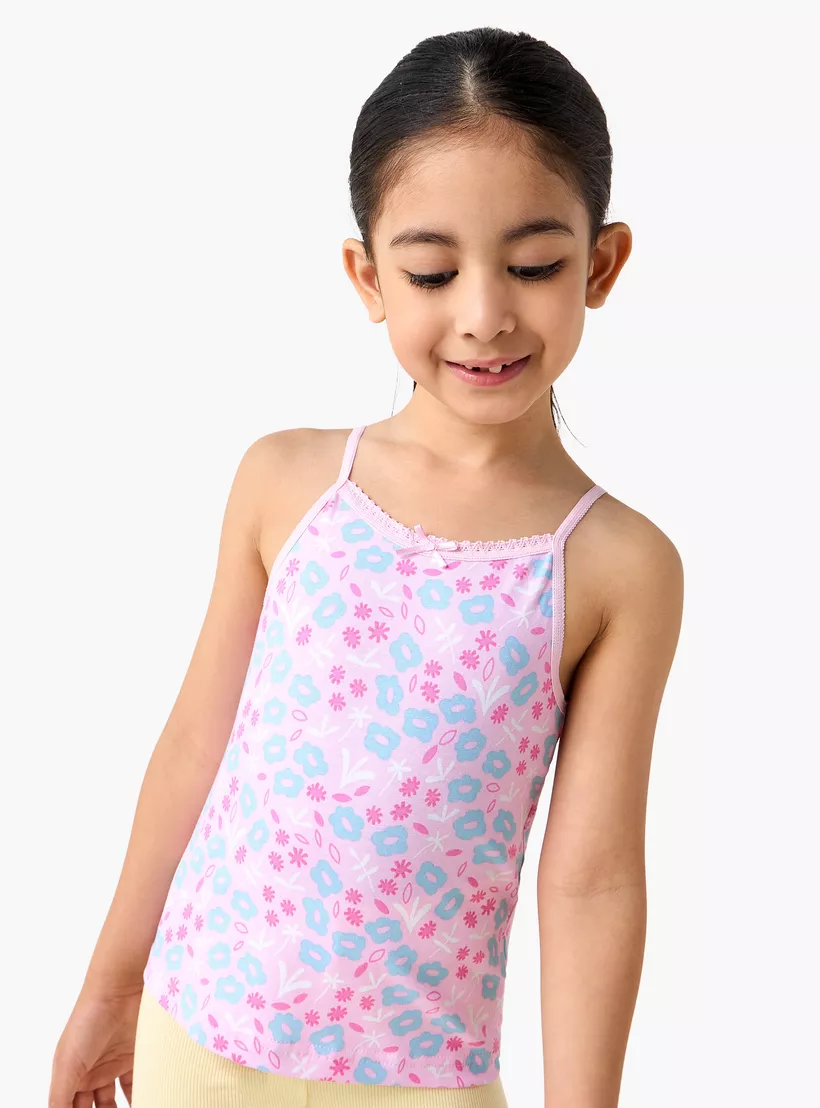 Juniors Printed Camisole with Bow Detail - Set of 3-4