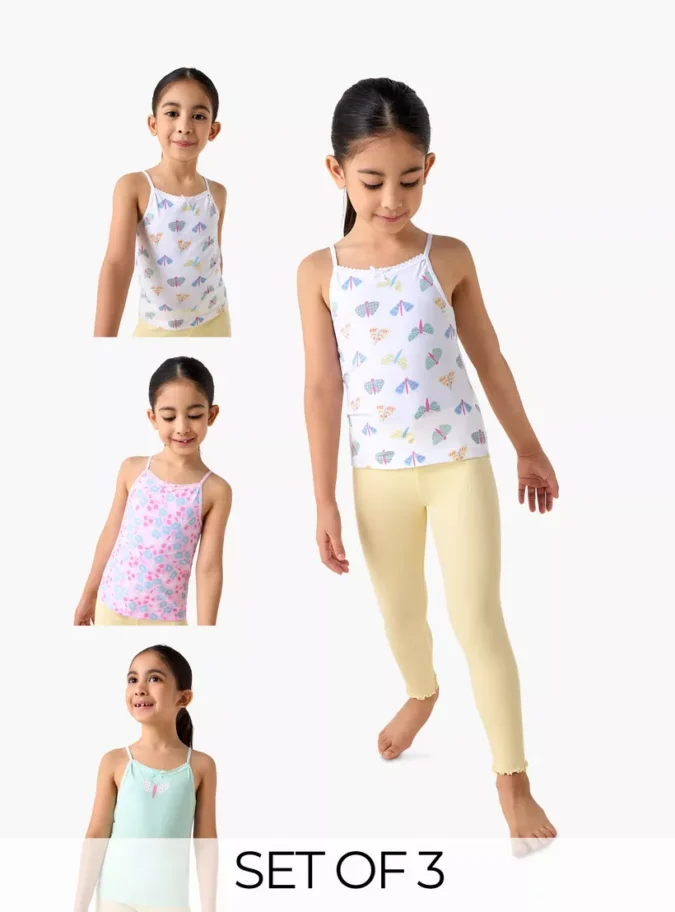 Juniors Printed Camisole with Bow Detail - Set of 3=1