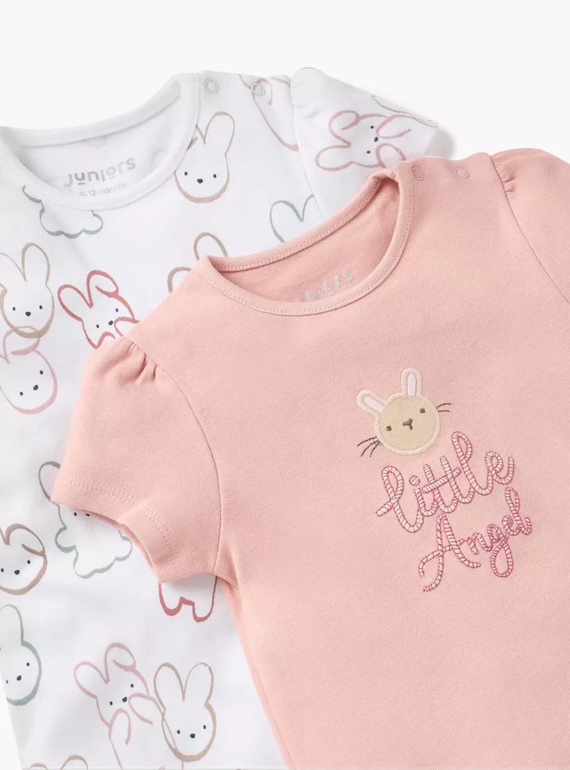 Juniors Printed Romper with Short Sleeves - Set of 2 -4