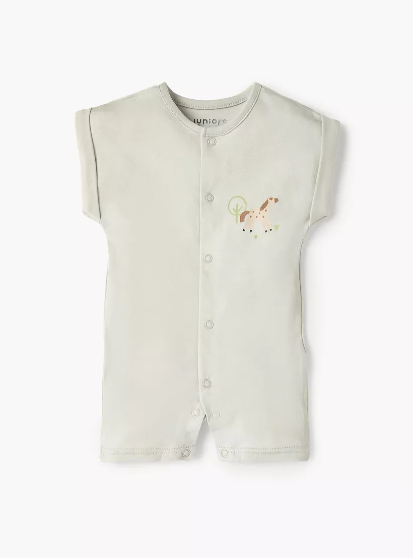 Juniors Printed Romper with Short Sleeves and Snap Button Closure - Set of 2-3
