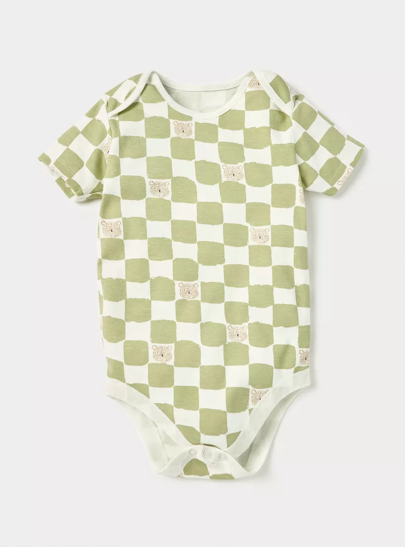 Juniors Printed Short Sleeves Bodysuit with Envelope Neck - Set of 3-2
