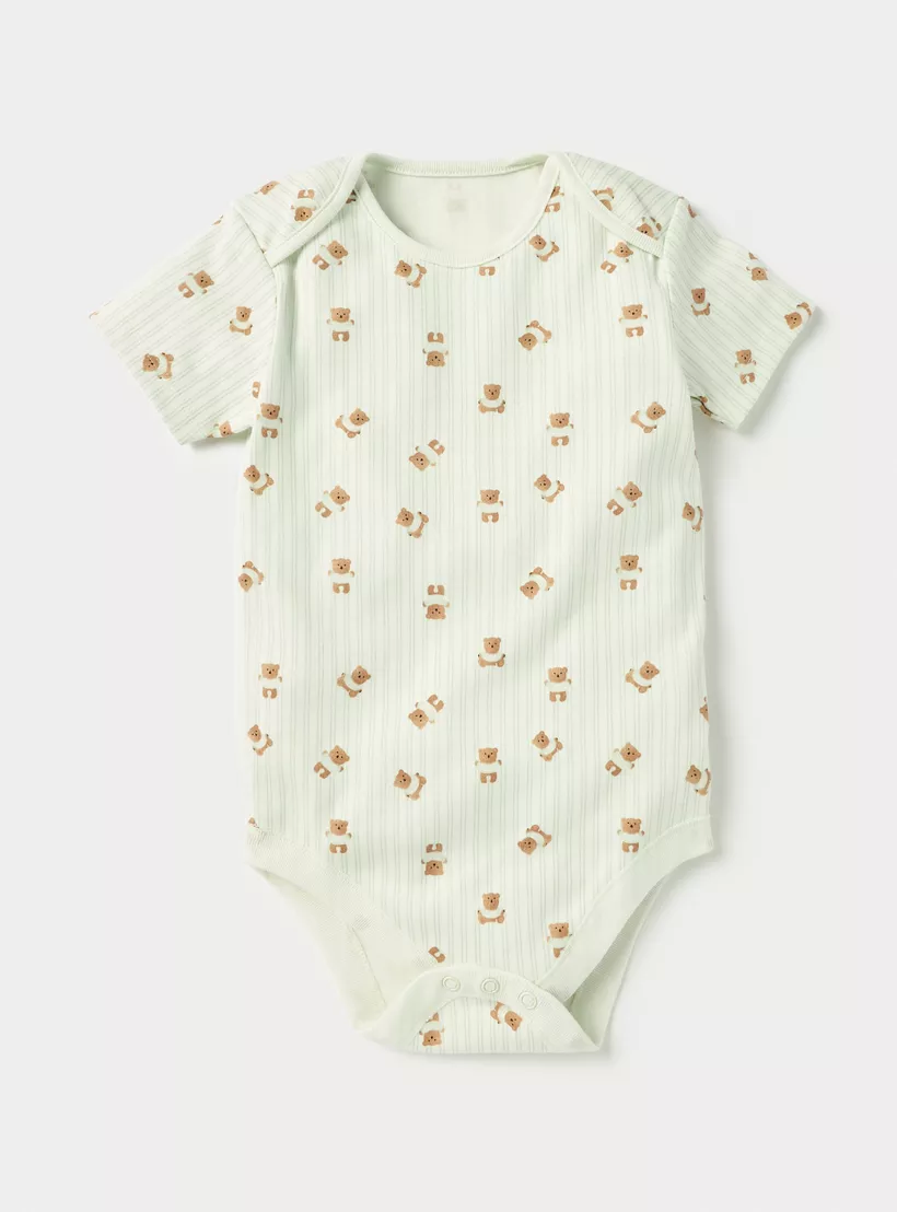 Juniors Printed Short Sleeves Bodysuit with Envelope Neck - Set of 3-3