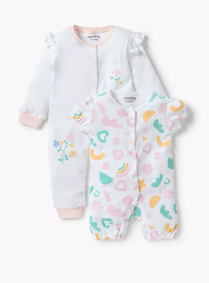 Juniors Printed Sleepsuit and Romper Set-1