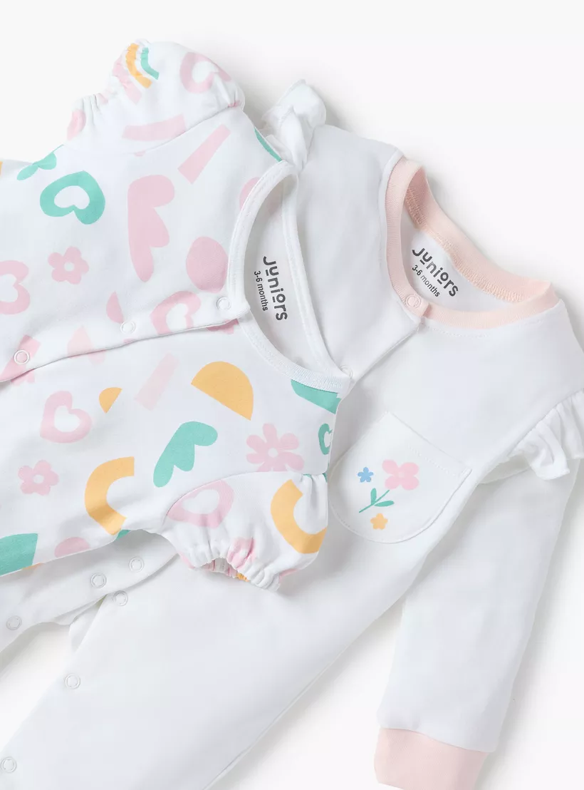Juniors Printed Sleepsuit and Romper Set-4