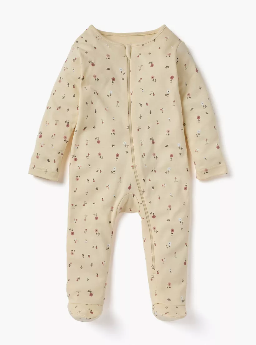 Juniors Printed Sleepsuit with Long Sleeves and Zip Closure - Set of 3-4