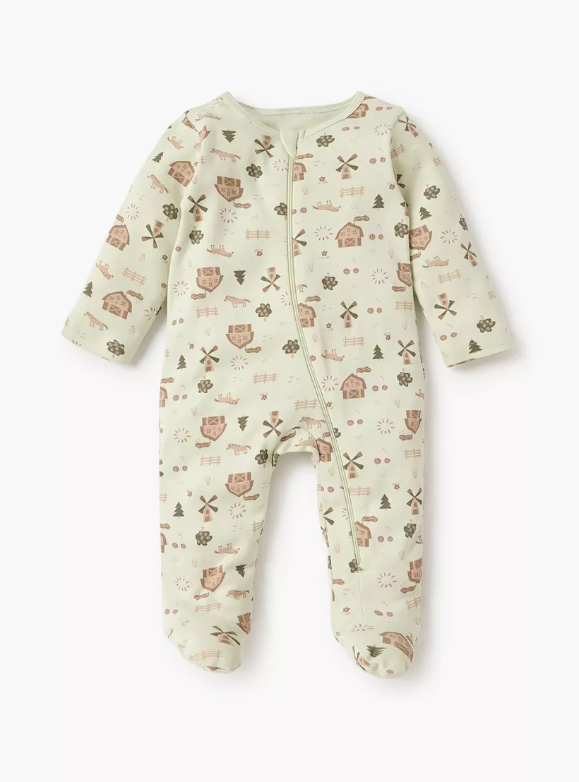 Juniors Printed Sleepsuit with Round Neck and Zip Closure - Set of 3-2
