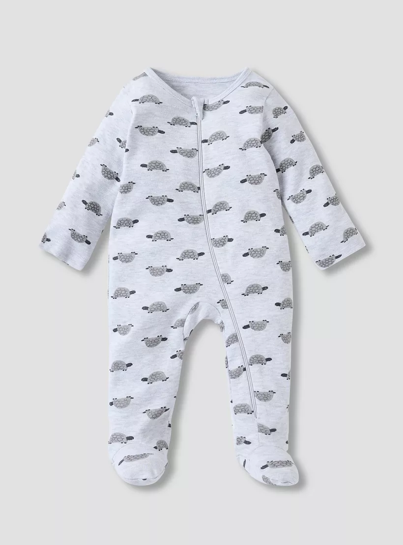 Juniors Printed Sleepsuit with Round Neck and Zip Closure - Set of 3 -4