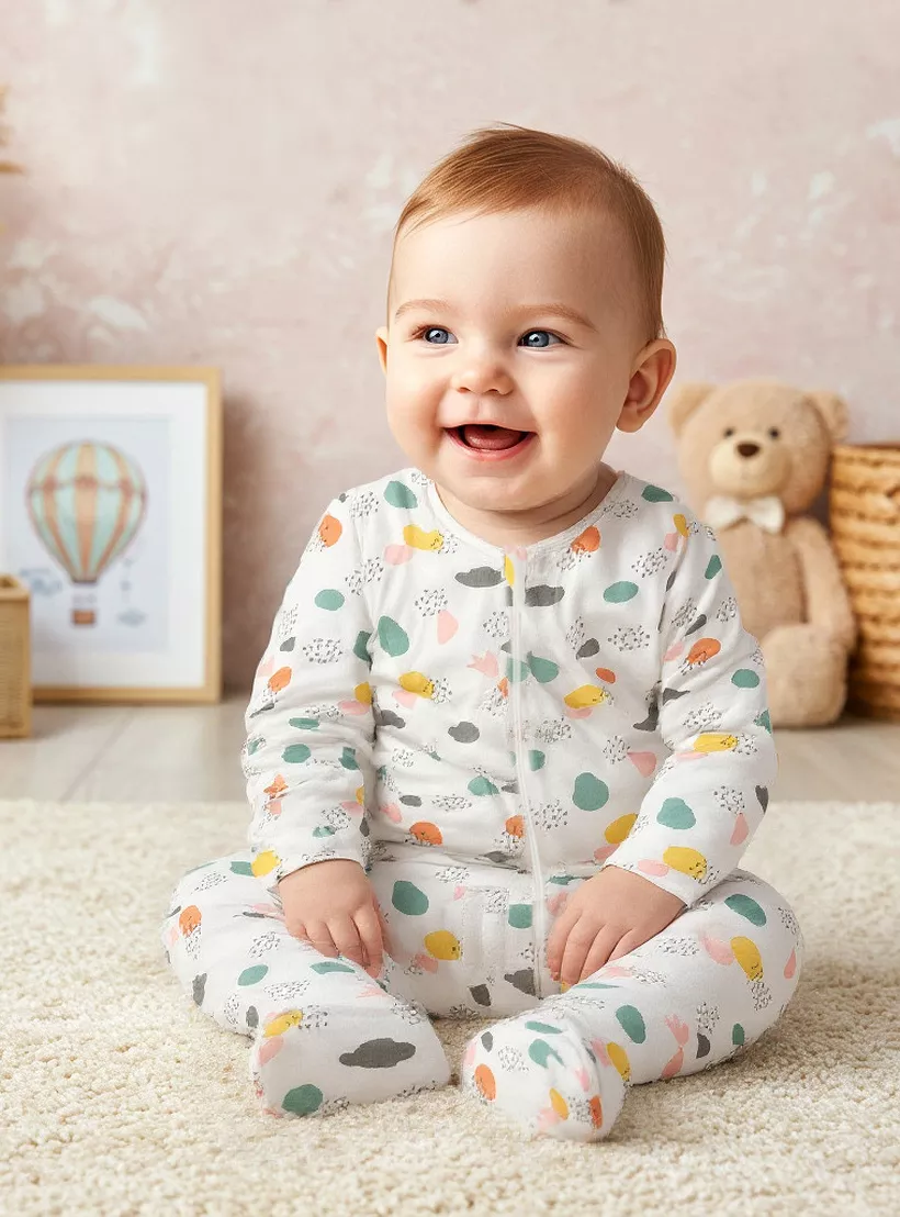 Juniors Printed Sleepsuit with Zip Closure-4