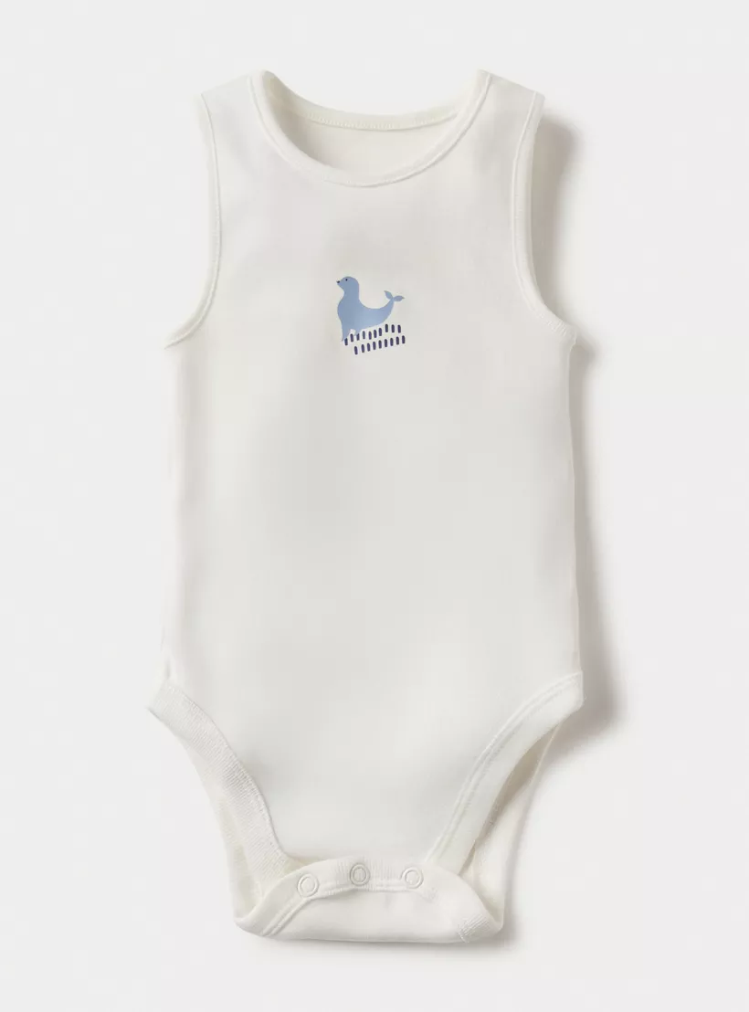 Juniors Printed Sleeveless Bodysuit with Button Closure - Set of 5 -2