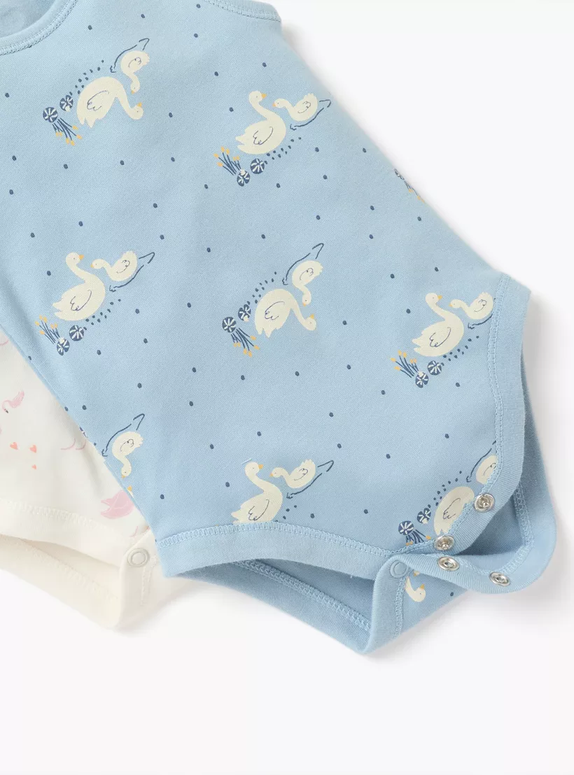 Juniors Printed Sleeveless Bodysuit with Button Closure - Set of 5-3