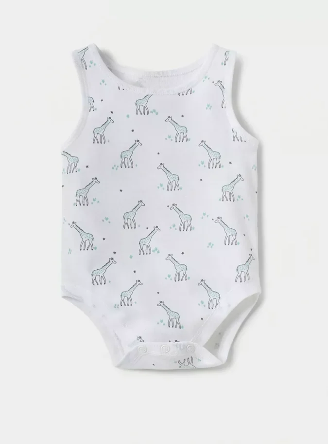 Juniors Printed Sleeveless Bodysuit with Snap Buton Closure - Set of 7-2
