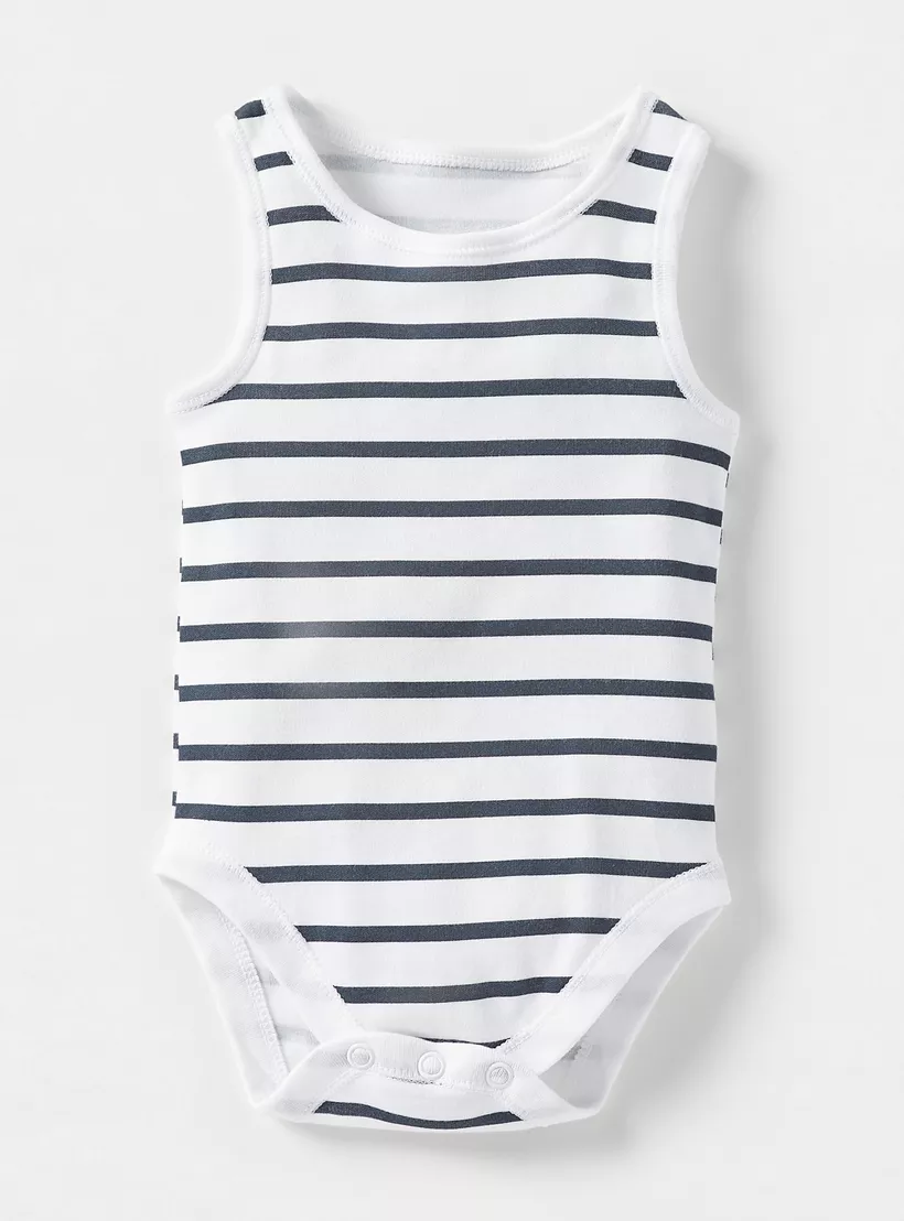 Juniors Printed Sleeveless Bodysuit with Snap Button Closure - Set of 7-2