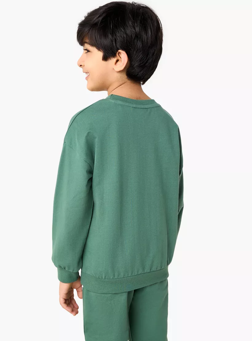 Juniors Printed Sweatshirt with Crew Neck and Long Sleeves-3