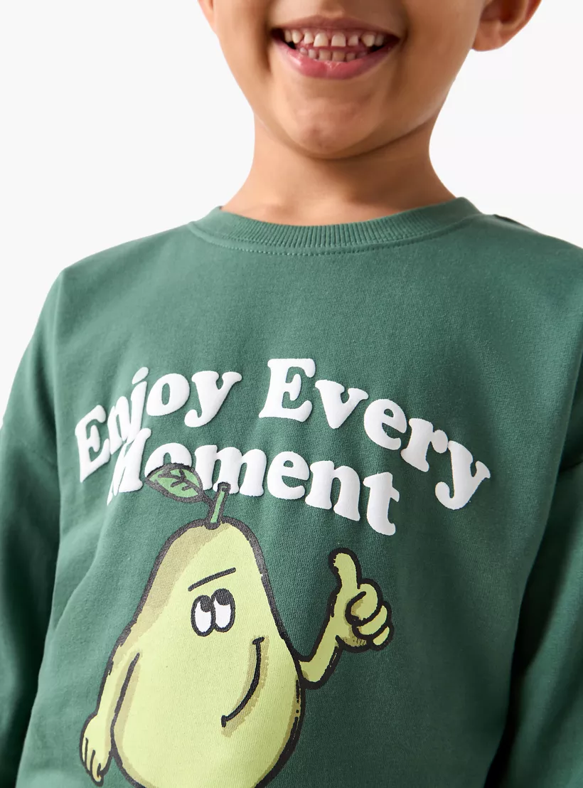Juniors Printed Sweatshirt with Crew Neck and Long Sleeves-4