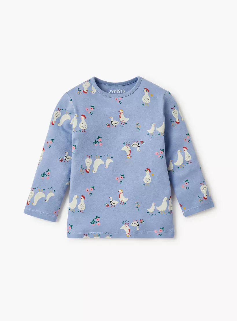 Juniors Printed T-shirt and Pyjama Set-2