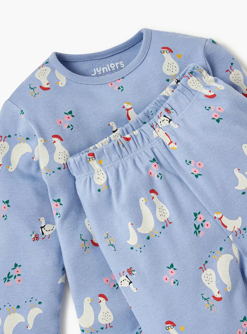 Juniors Printed T-shirt and Pyjama Set-4
