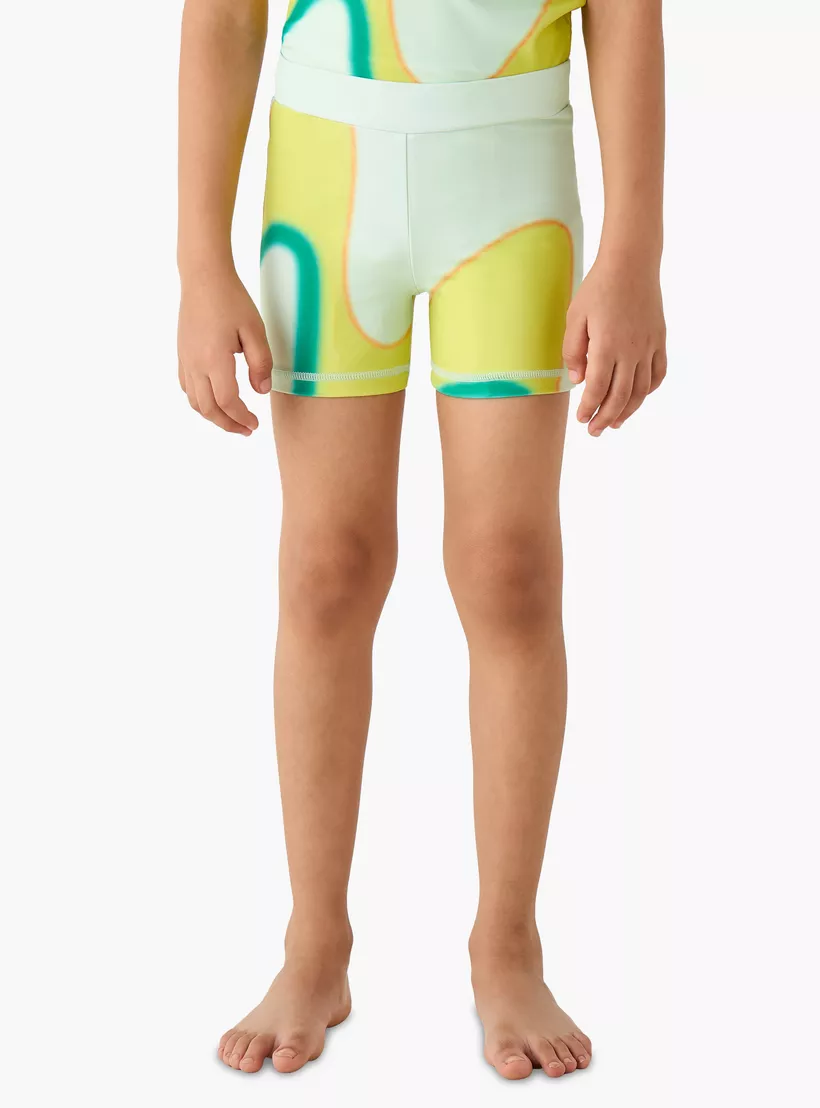 Juniors Printed T-shirt and Swim Shorts Set-2