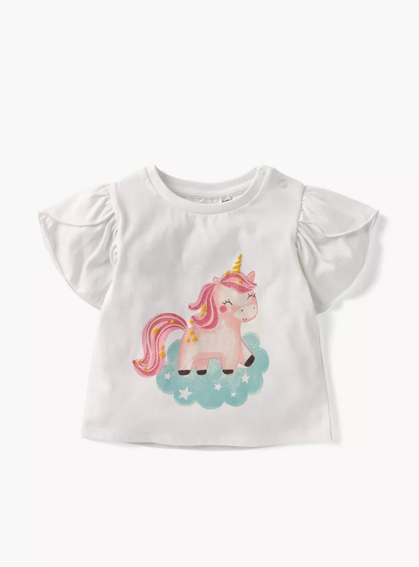 Juniors Printed T-shirt with Puff Sleeves - Set of 2-3