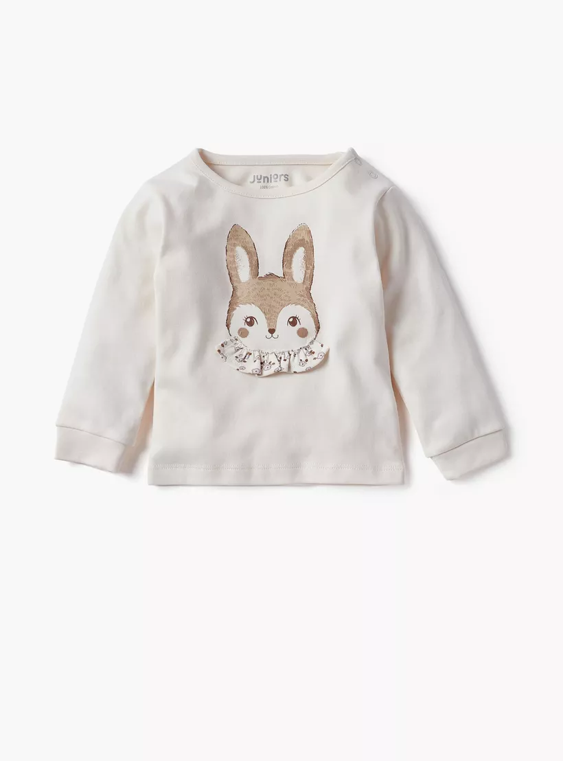 Juniors Printed T-shirt with Pyjama and Headband-2