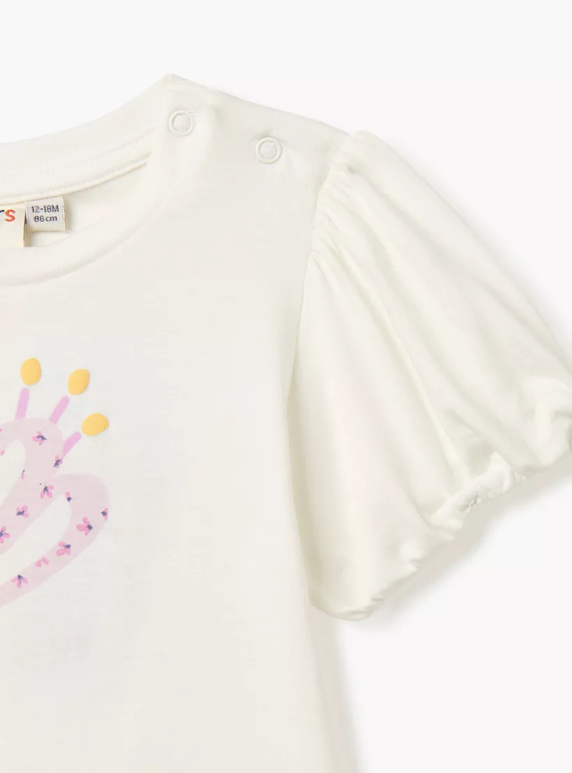 Juniors Printed T-shirt with Short Sleeves-3